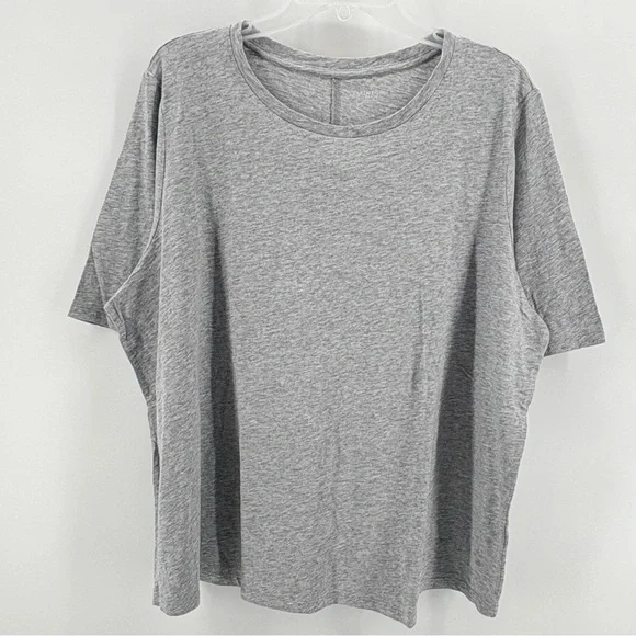 Eileen Fisher sz 2X Dark Pearl Gray Organic Cotton Elbow-Sleeve T-Shirt Dark New - Picture 2 of 12